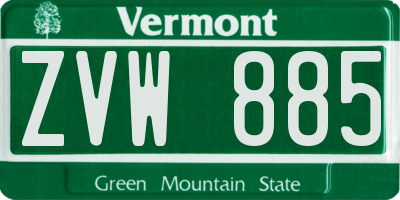 VT license plate ZVW885