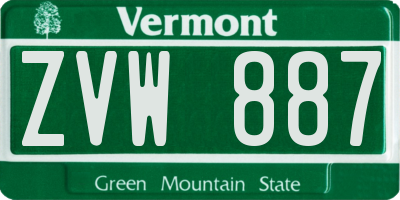 VT license plate ZVW887