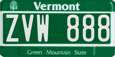 VT license plate ZVW888