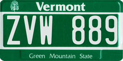 VT license plate ZVW889