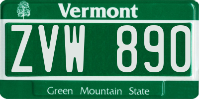 VT license plate ZVW890