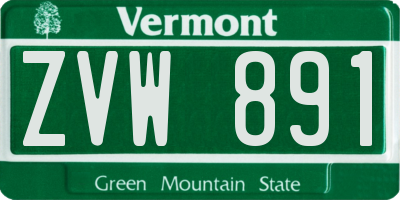 VT license plate ZVW891