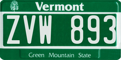 VT license plate ZVW893