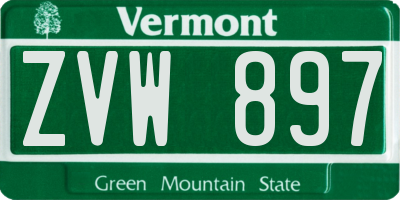 VT license plate ZVW897