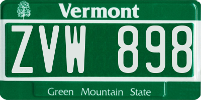 VT license plate ZVW898