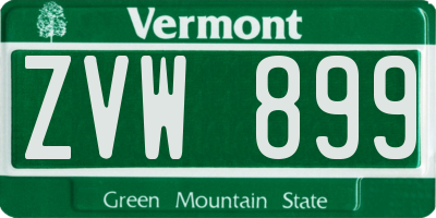VT license plate ZVW899