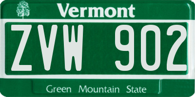 VT license plate ZVW902