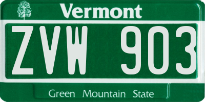 VT license plate ZVW903