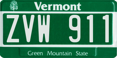 VT license plate ZVW911