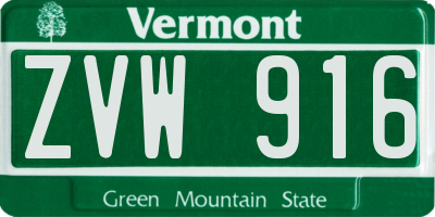 VT license plate ZVW916