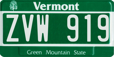 VT license plate ZVW919