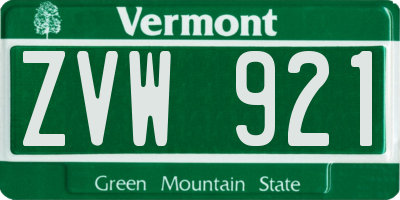 VT license plate ZVW921