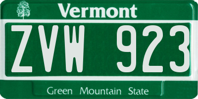 VT license plate ZVW923