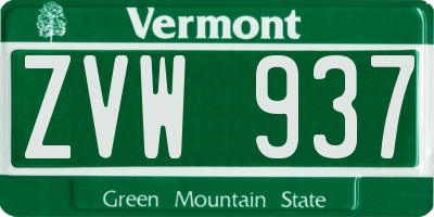 VT license plate ZVW937