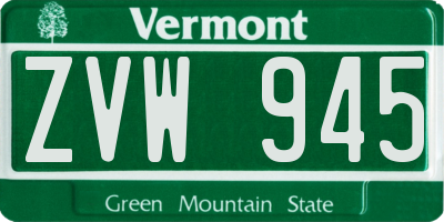 VT license plate ZVW945