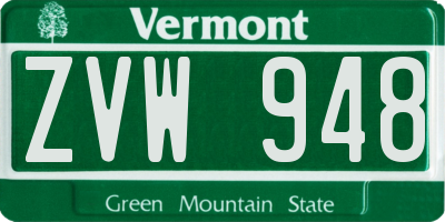 VT license plate ZVW948