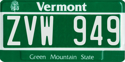 VT license plate ZVW949
