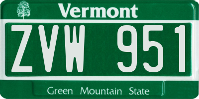 VT license plate ZVW951