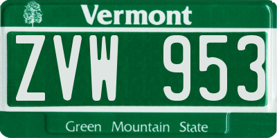 VT license plate ZVW953