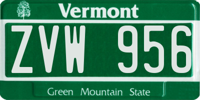 VT license plate ZVW956