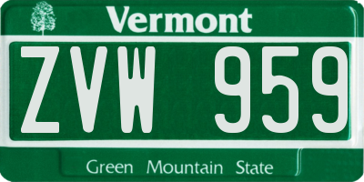 VT license plate ZVW959