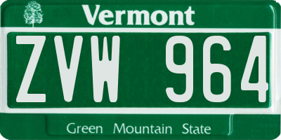 VT license plate ZVW964