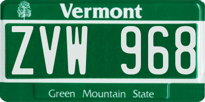 VT license plate ZVW968