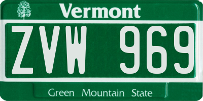 VT license plate ZVW969