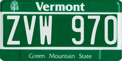 VT license plate ZVW970