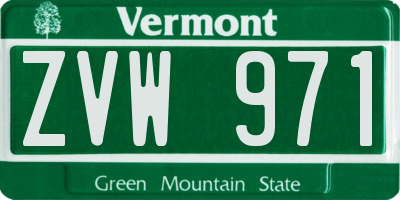 VT license plate ZVW971