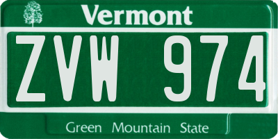 VT license plate ZVW974