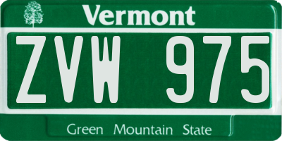 VT license plate ZVW975