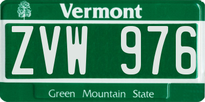 VT license plate ZVW976