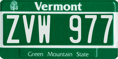 VT license plate ZVW977