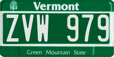 VT license plate ZVW979