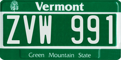 VT license plate ZVW991