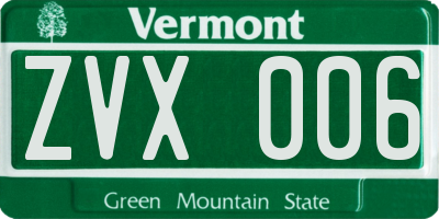 VT license plate ZVX006