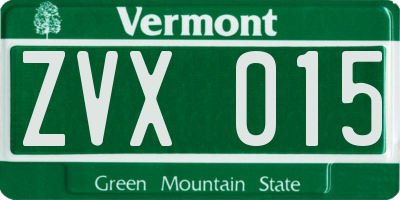 VT license plate ZVX015