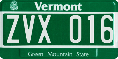 VT license plate ZVX016