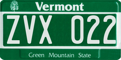 VT license plate ZVX022