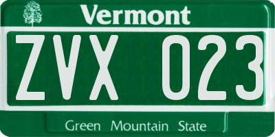 VT license plate ZVX023