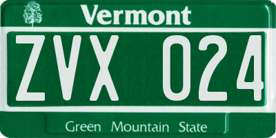 VT license plate ZVX024