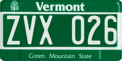 VT license plate ZVX026
