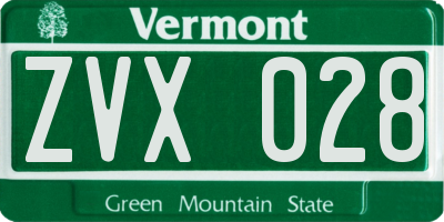 VT license plate ZVX028