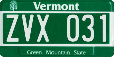 VT license plate ZVX031