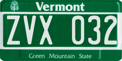 VT license plate ZVX032