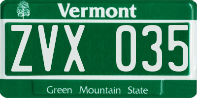 VT license plate ZVX035
