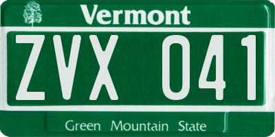 VT license plate ZVX041