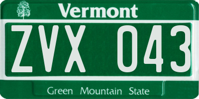 VT license plate ZVX043