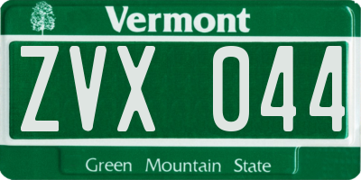 VT license plate ZVX044
